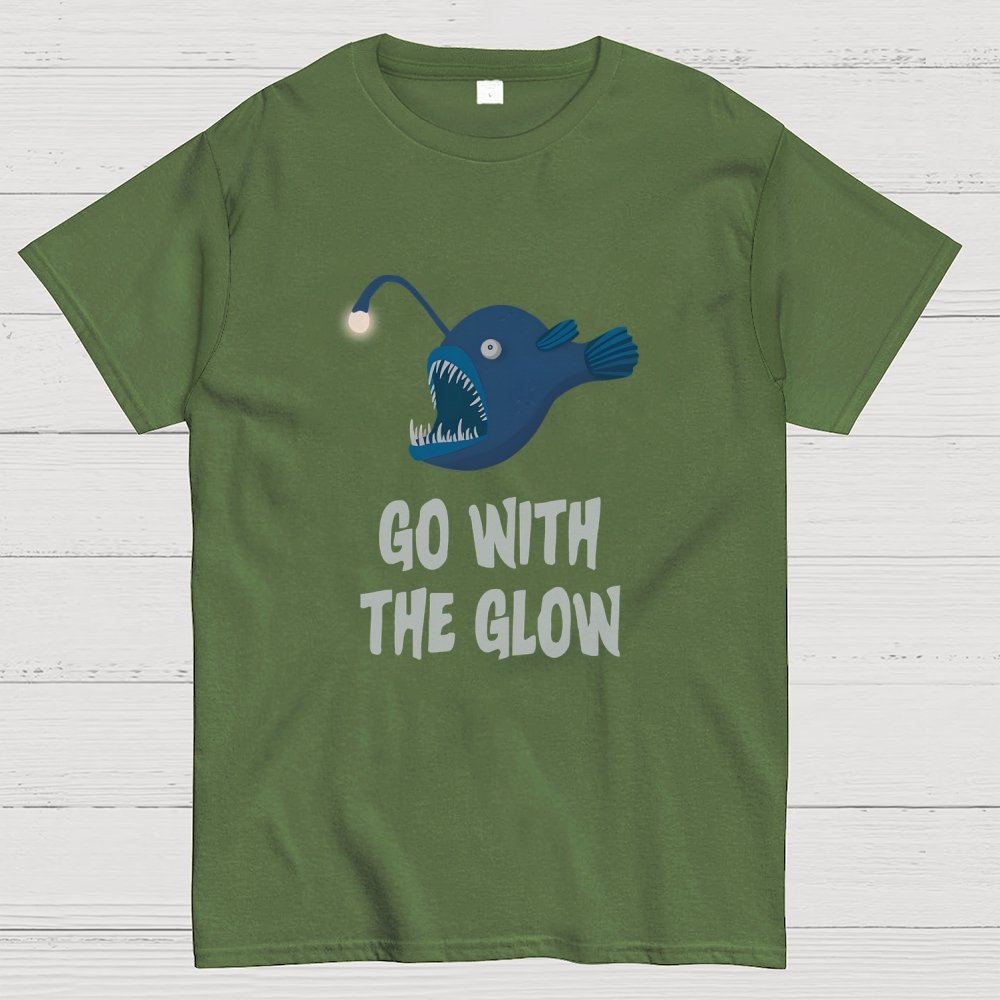 Go With The Glow Anglerfish Pun Geek T-Shirt