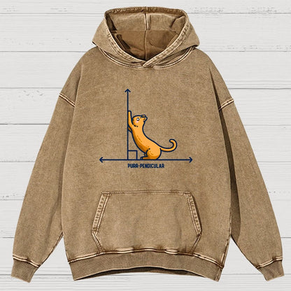 Purr-Pendicular Cute Maths Cat Premium Vintage Distressed Hoodie