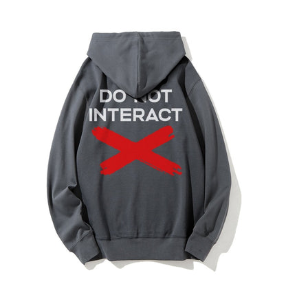 Do Not Interact Printed Back Unisex Cotton Hoodie