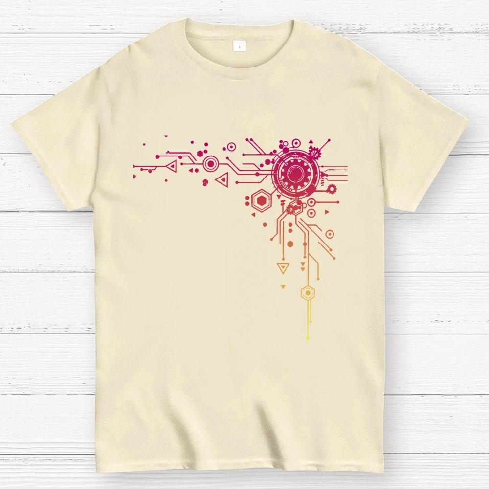 Blue Tech Element Print Unisex Geek T-Shirt