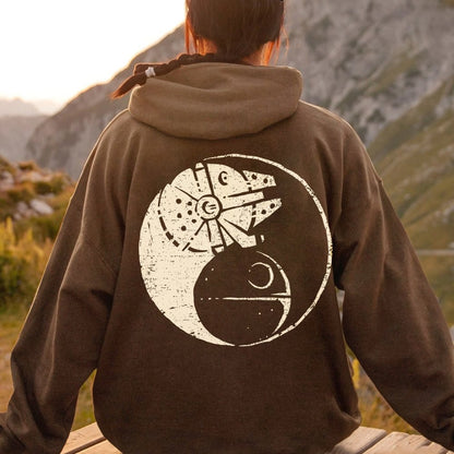 Balancing The Power Geek Printed Back Unisex Cotton Hoodie