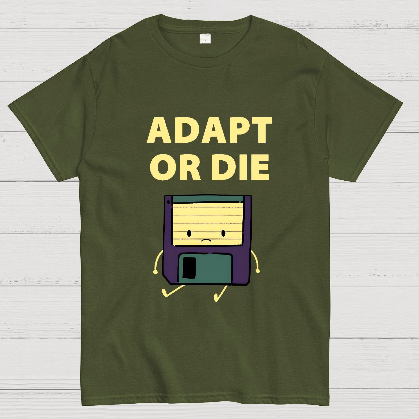 Adapt or Die Floppy Disk Geek T-Shirt