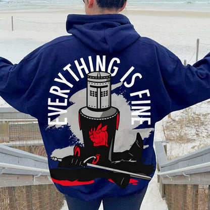 Everything Is Fine Printed Back Cotton Hoodie