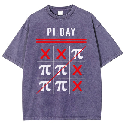 3.14 Tic-Tac-Toe Noughts And Crosses Happy Pi Day Geek Vintage Distressed T-shirt