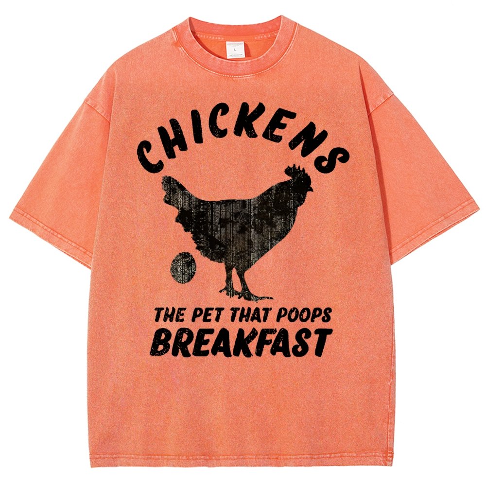Chickens Poop Breakfast Vintage Distressed T-shirt