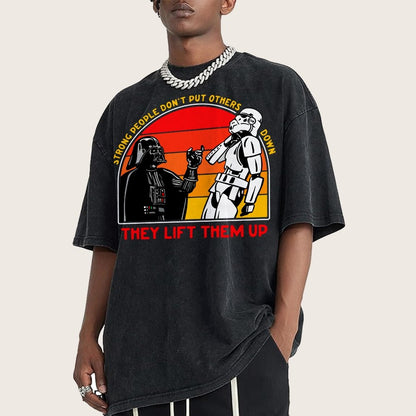 Strong People Graphic Vintage Distressed Washed T-shirt