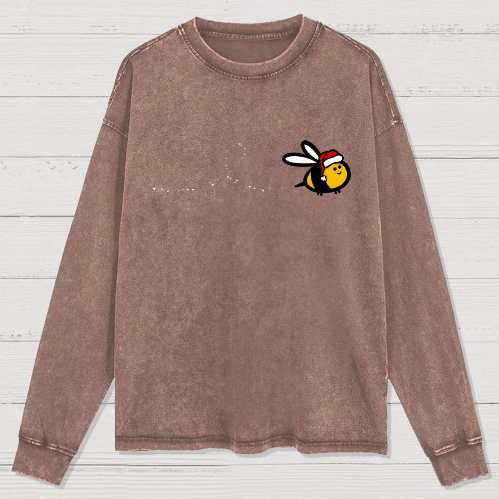 Minimal Christmas Bee Washed Long Sleeve Tee