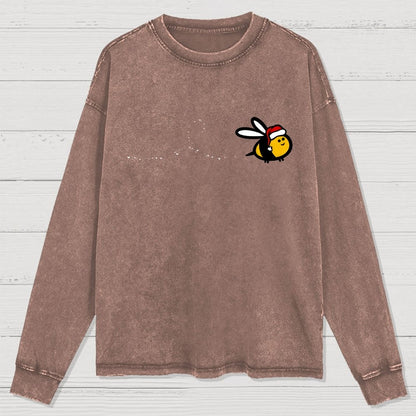 Minimal Christmas Bee Washed Long Sleeve Tee