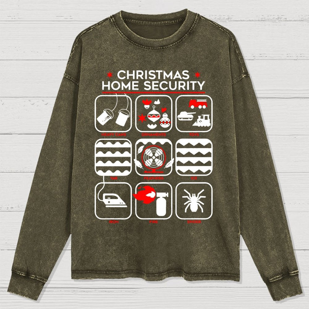 Christmas Home Security Washed Long Sleeve Tee