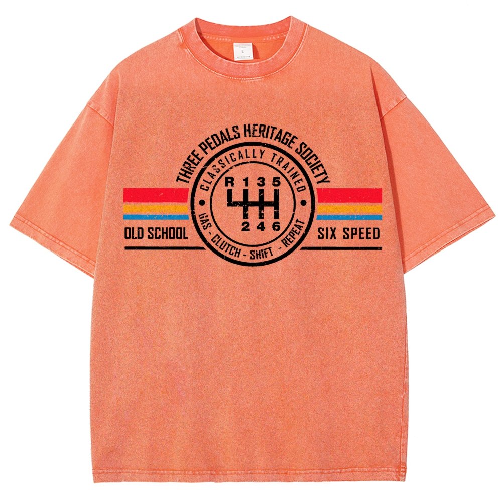 Three Pedals Heritage Society Vintage Distressed T-shirt