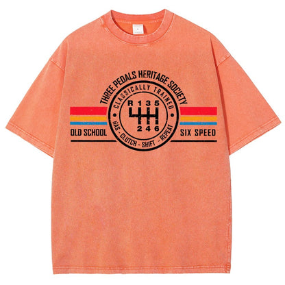 Three Pedals Heritage Society Vintage Distressed T-shirt