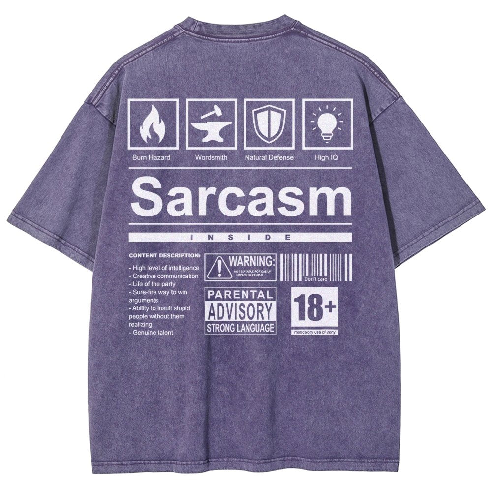 Sarcasm Label Washed T-Shirt