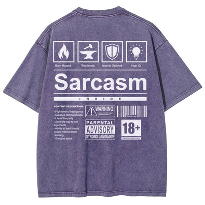 Sarcasm Label Washed T-Shirt