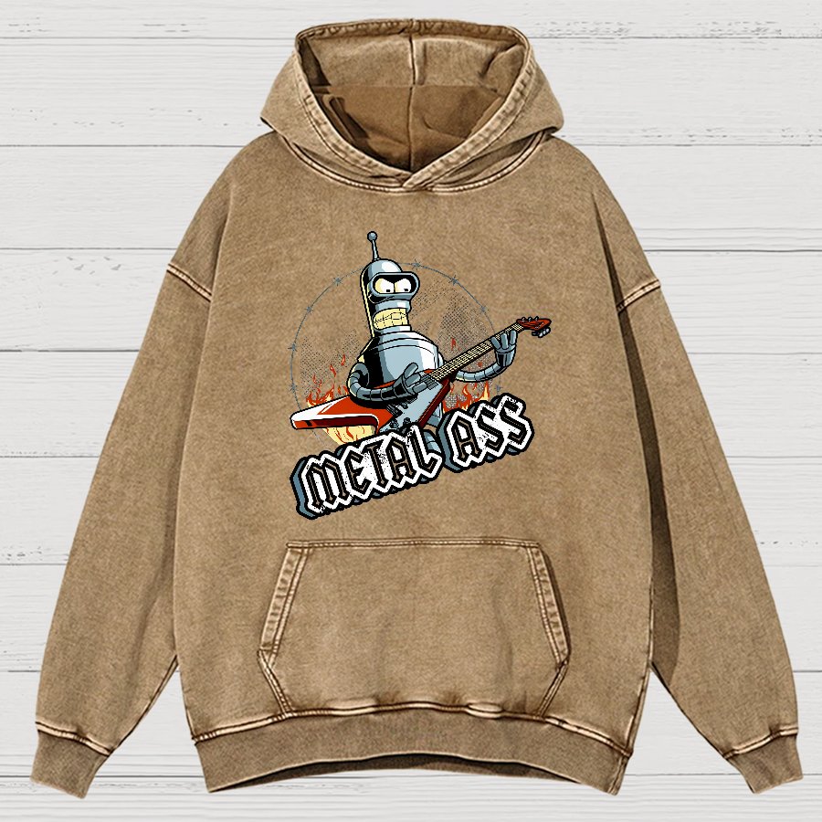 Robot Metal Rock Vintage Distressed Hoodie
