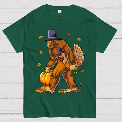 Bigfoot Turkey Pumpkin Thanksgiving Sasquatch Geek T-Shirt