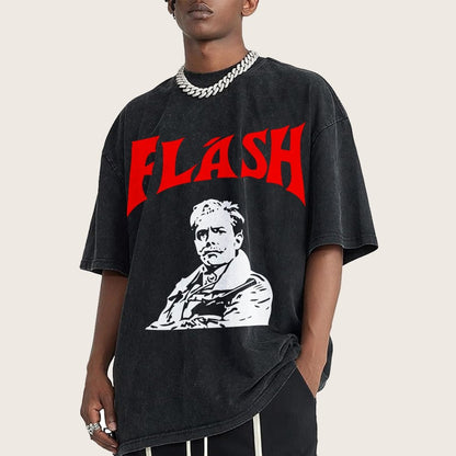 Mister Flashy Flash Spoof Ringer Vintage Distressed T-shirt