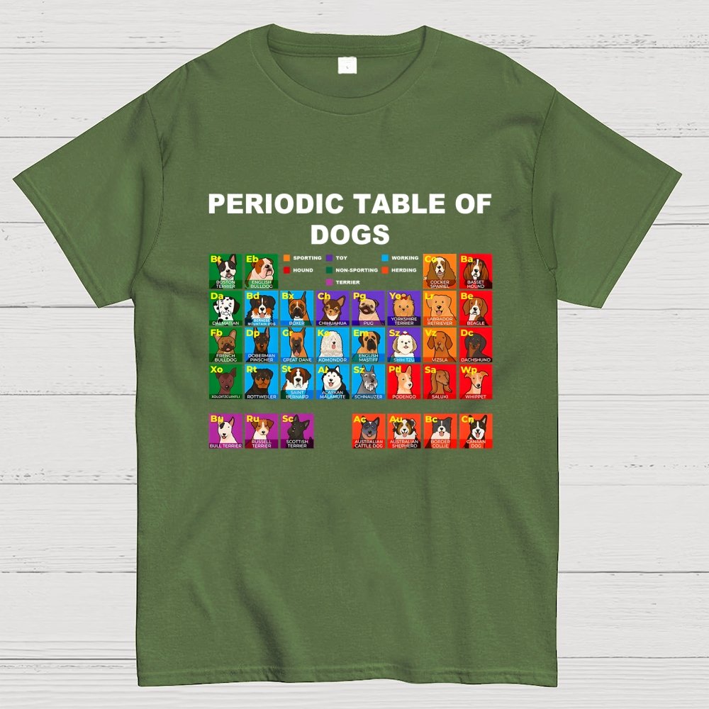 Periodic Table of Dogs, Dog Lover, Funny Science Geek T-Shirt