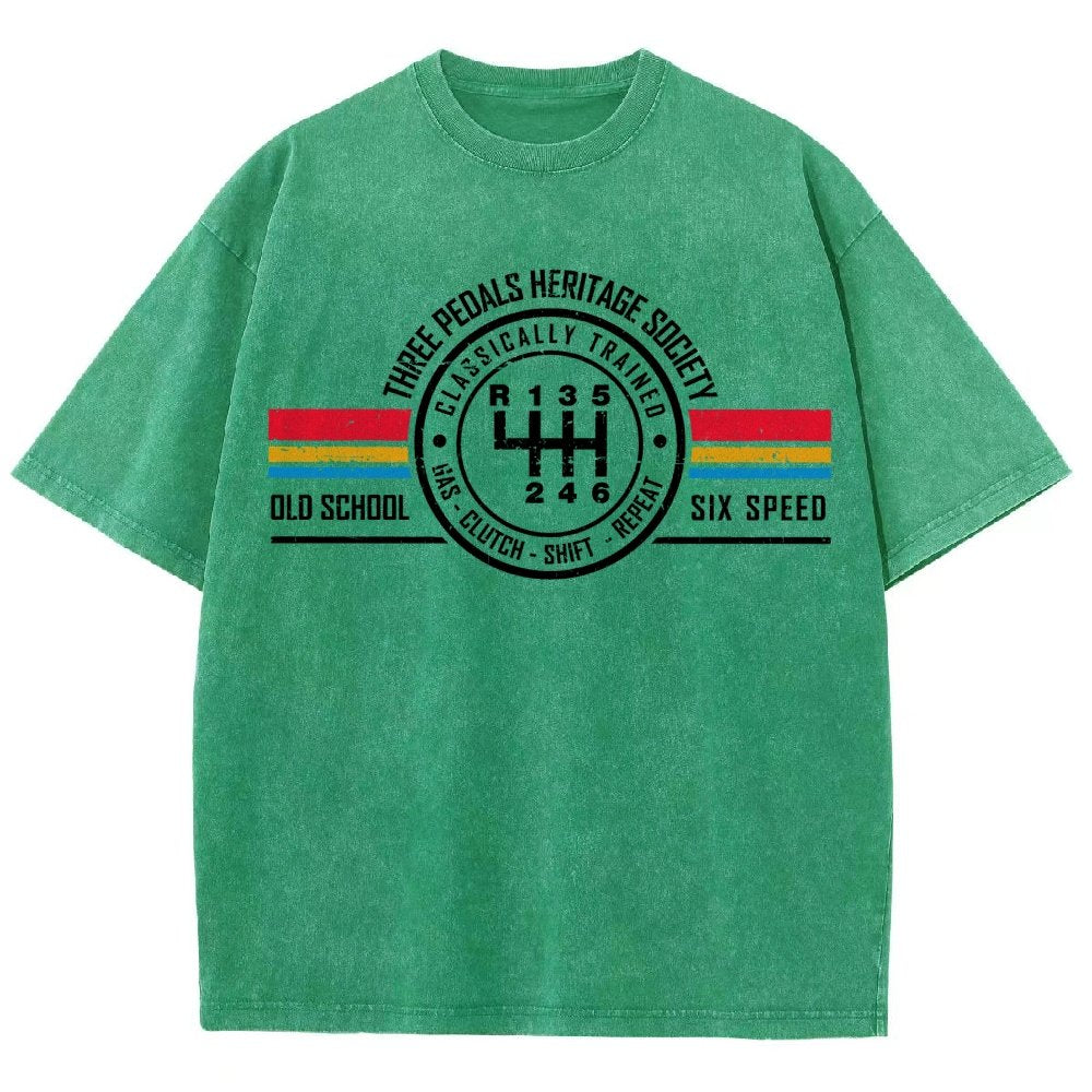 Three Pedals Heritage Society Vintage Distressed T-shirt