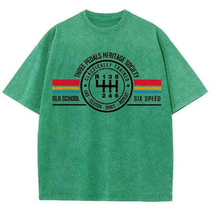 Three Pedals Heritage Society Vintage Distressed T-shirt