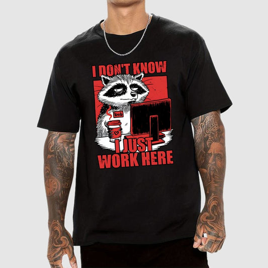 Raccoon Tired Work Geek T-Shirt