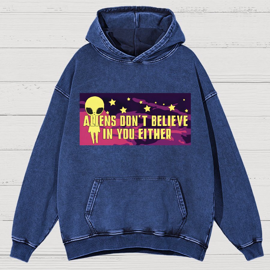 Mysterious Beings Don't Believe In You Either Vintage Distressed Hoodie