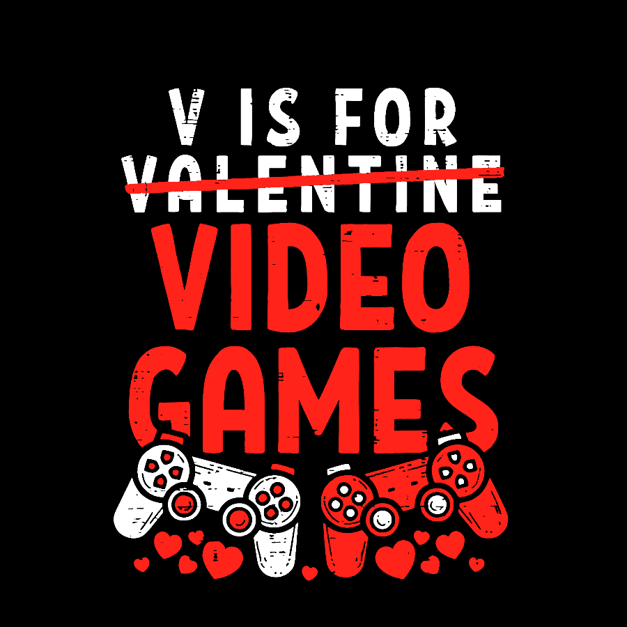 V Is For Video Games Funny Valentines Day Gamer Boy Men Gift Geek T-Shirt