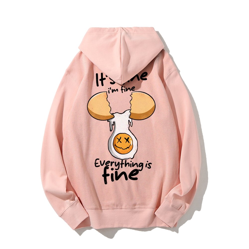Everything is fine Printed Back Unisex Cotton Hoodie