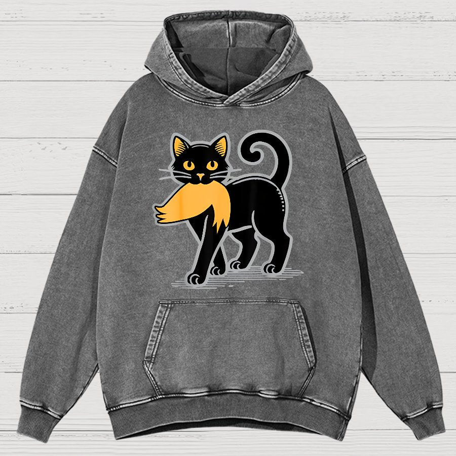 Black Cat Satire Vintage Distressed Hoodie