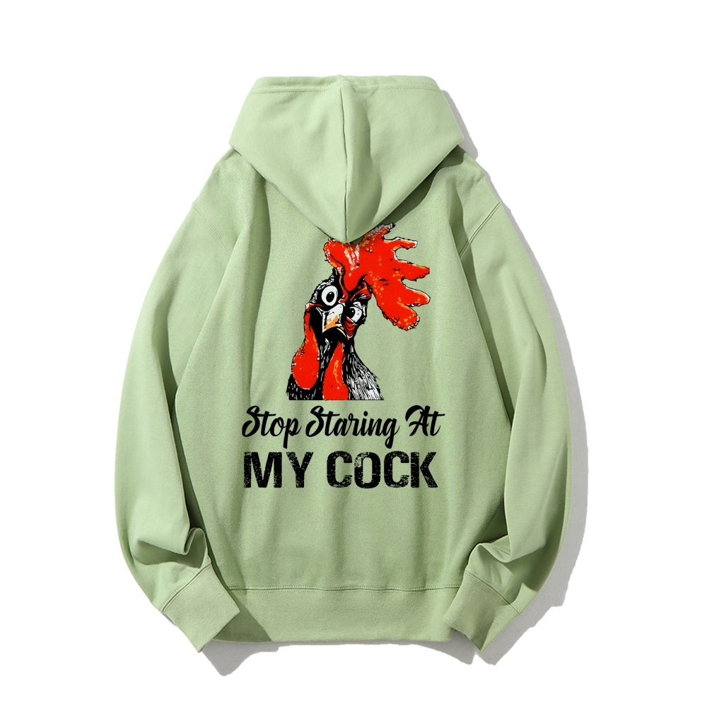 Stop Staring at My Cock Printed Back Unisex Cotton Hoodie