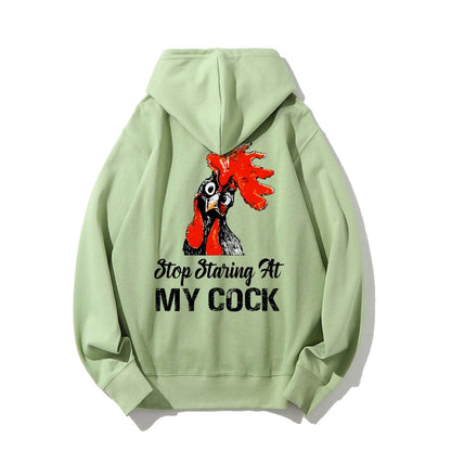 Stop Staring at My Cock Printed Back Unisex Cotton Hoodie