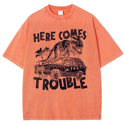 Here Comes Trouble Vintage Distressed T-shirt