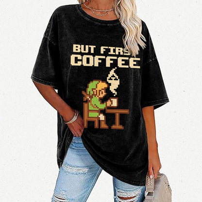 But First Coffee Vintage Distressed T-shirt