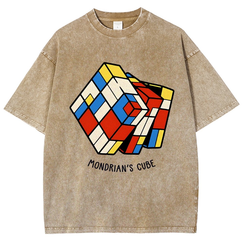 The Mondrian Rubik Cube Vintage Distressed T-shirt