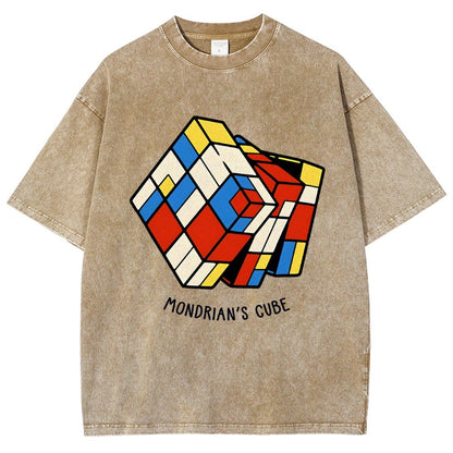 The Mondrian Rubik Cube Vintage Distressed T-shirt