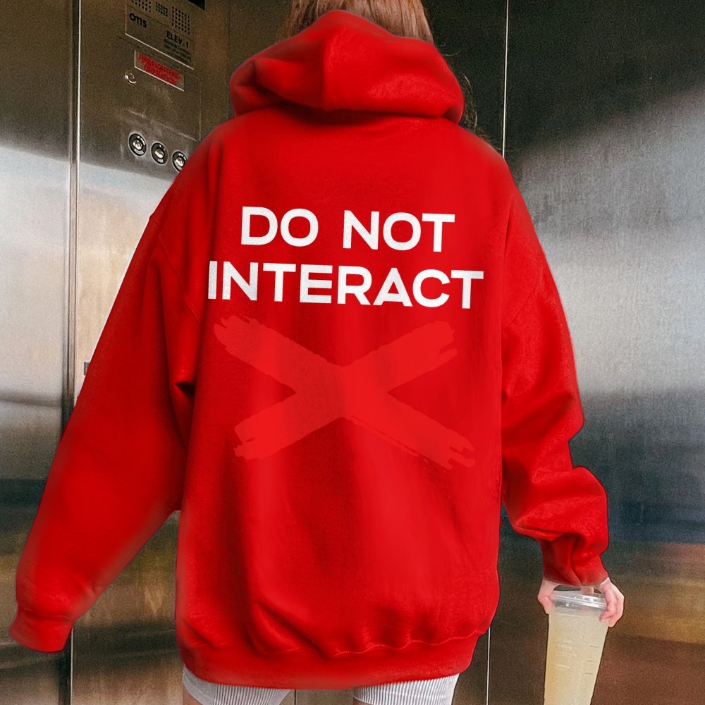 Do Not Interact Printed Back Unisex Cotton Hoodie