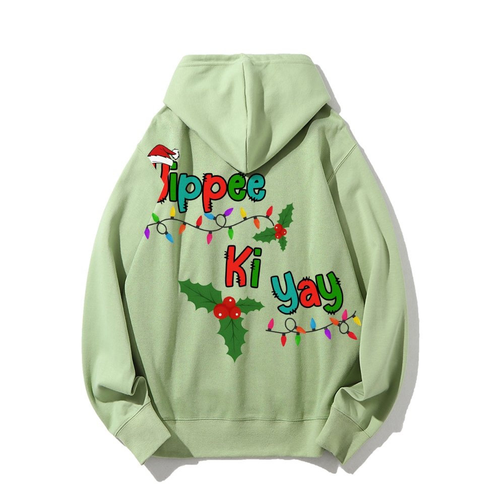 Yippee Ki Yay Christmas Printed Back Cotton Hoodie