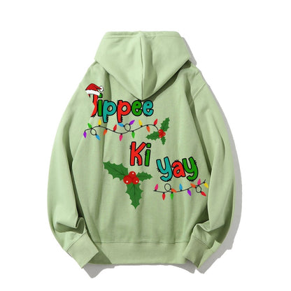 Yippee Ki Yay Christmas Printed Back Cotton Hoodie