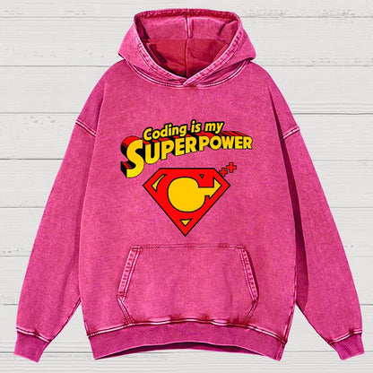 Coding Is My Superpower Vintage Distressed Hoodie