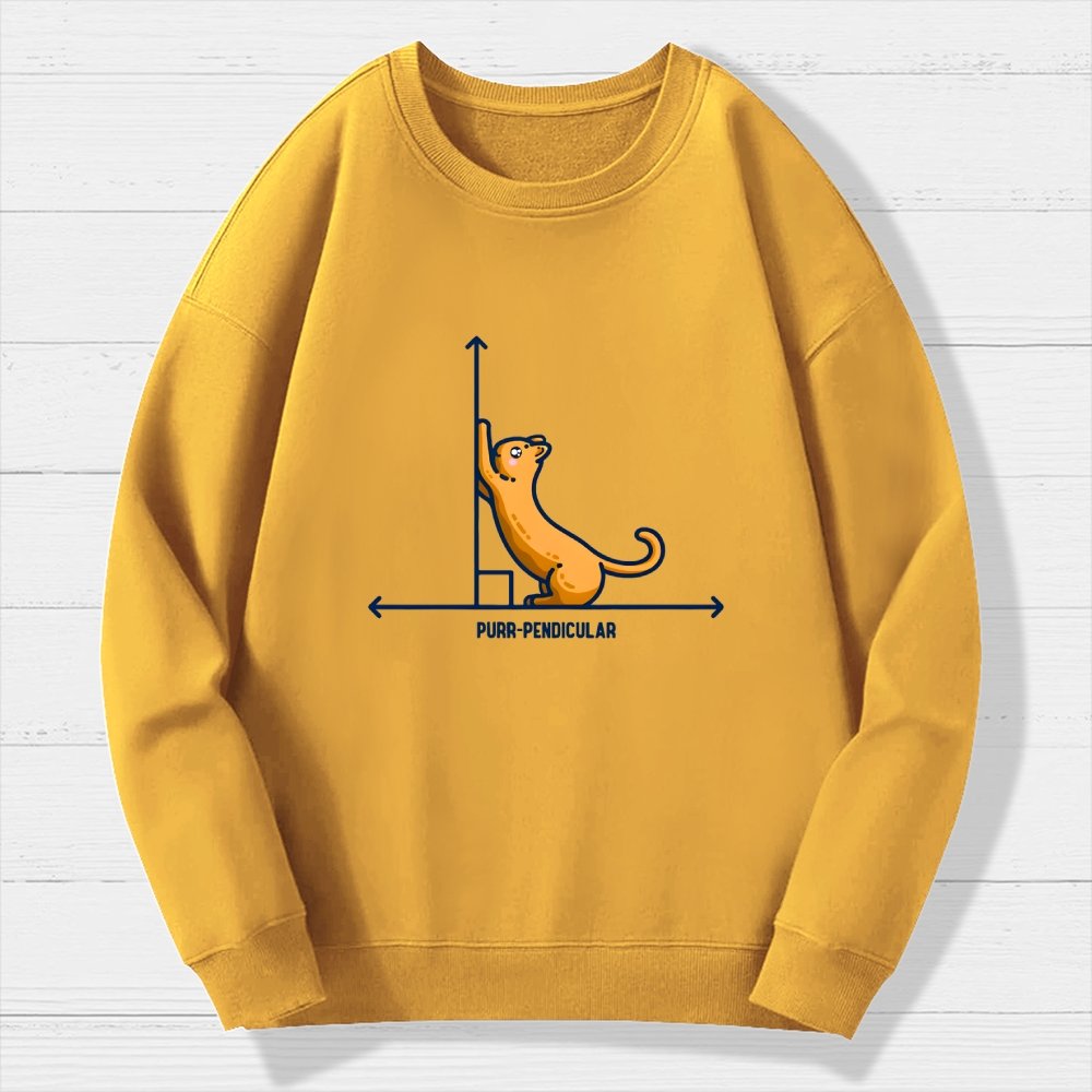 Purr-Pendicular Cute Maths Cat Premium Geek Cotton Sweatshirt