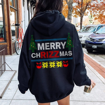 MERRY CHRIZZMAS Printed Back Unisex Cotton Hoodie
