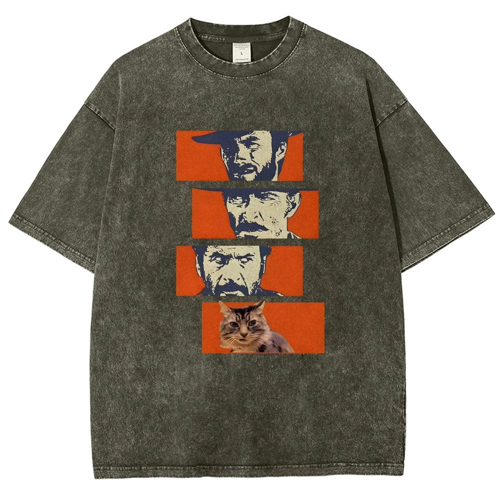 Buono Brutto Cattivo And Cat Vintage Distressed T-shirt