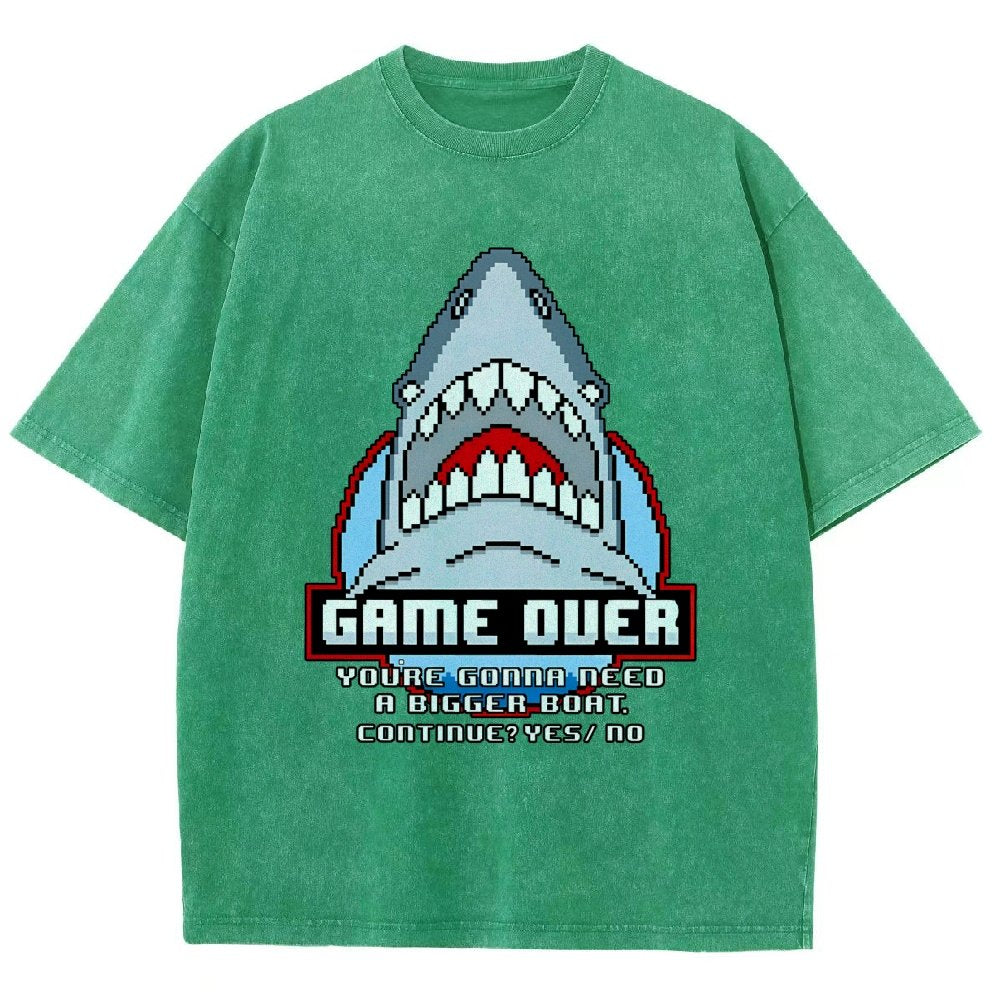 Game Over Shark Vintage Distressed T-shirt