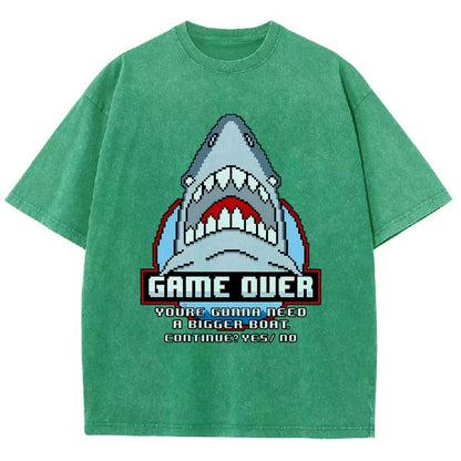 Game Over Shark Vintage Distressed T-shirt