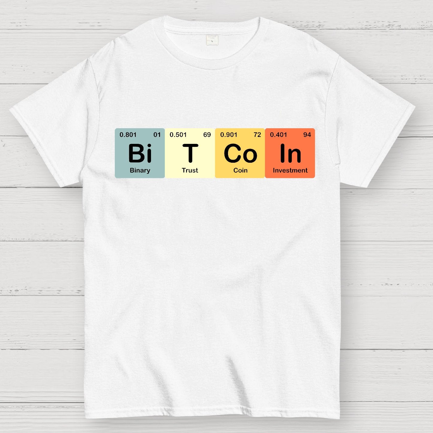 Bitcoin Periodic Table Cryptocurrency BTC Funny Vintage Geek T-Shirt