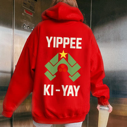 YIPPEE KI-YAY Printed Back Unisex Cotton Hoodie