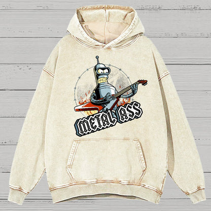 Robot Metal Rock Vintage Distressed Hoodie