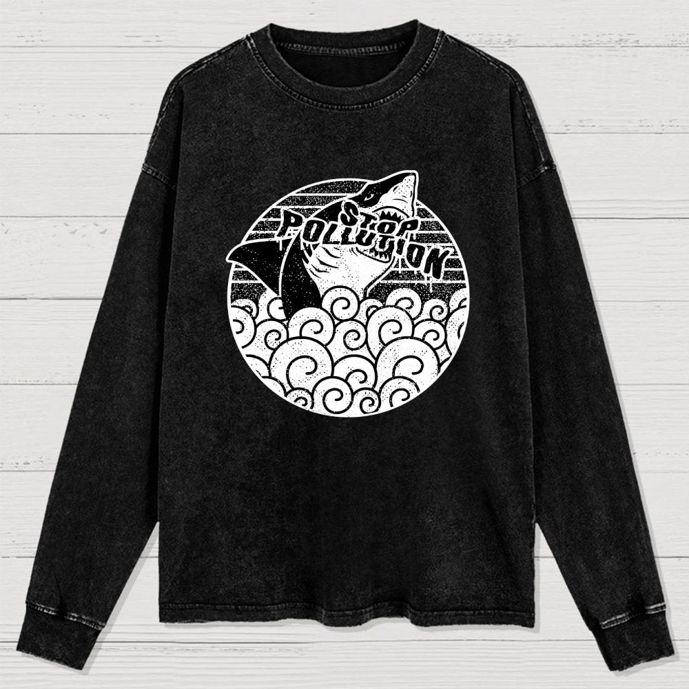 Stop pollution Washed Long Sleeve Tee