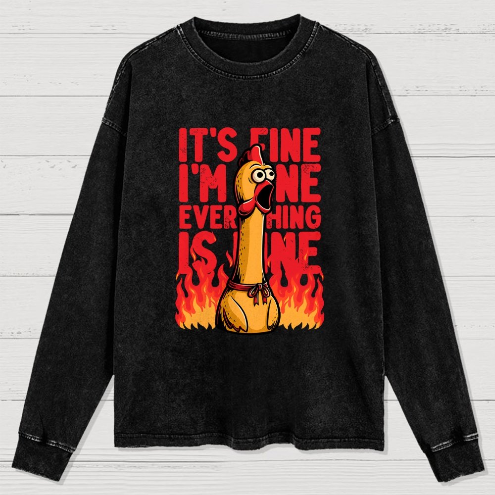 Chicken Fine Burn Washed Long Sleeve Tee