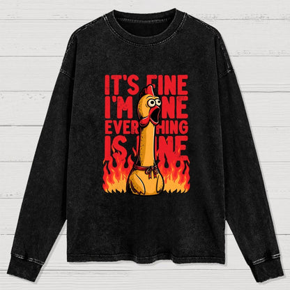 Chicken Fine Burn Washed Long Sleeve Tee