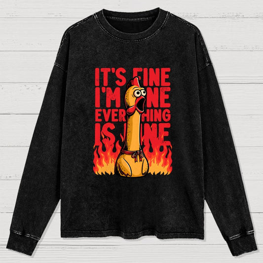 Chicken Fine Burn Washed Long Sleeve Tee
